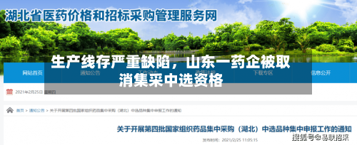 生产线存严重缺陷，山东一药企被取消集采中选资格-第3张图片